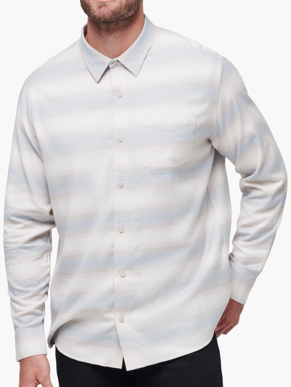 Travis Mathew Cloud Flannel Button-Up Striped Button-Down Shirt xl blue
